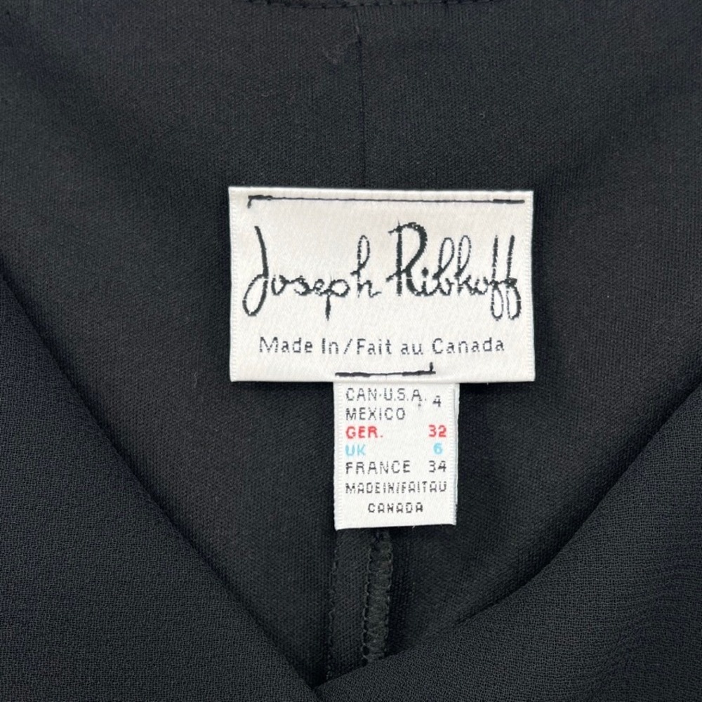 JOSEPH RIBKOFF Vintage Cowl Neck Ruffle Dress Womens 4 Black Party Cocktail Y2K - Picture 12 of 15